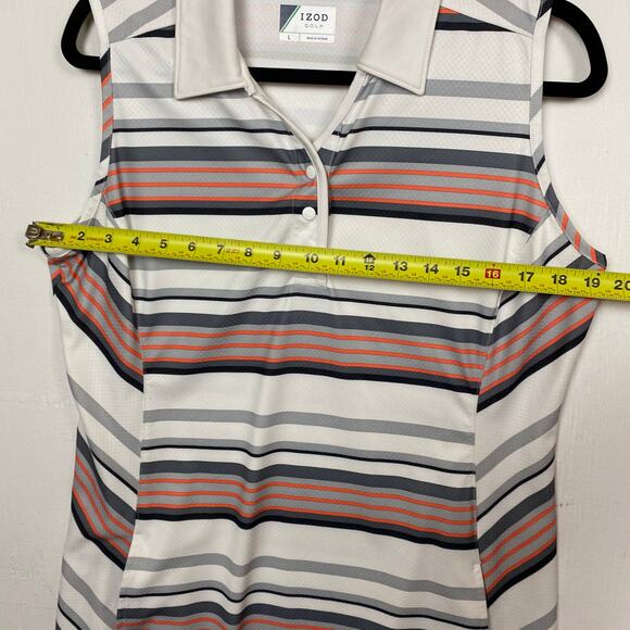 IZOD Golf Athletic Athleisure Dress White Gray Striped Sleeveless Size Large - Picture 6 of 10